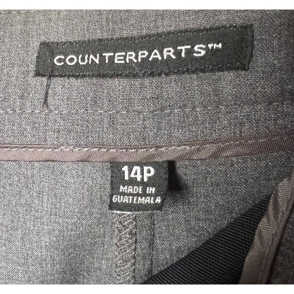 Counterparts Women's Dress Pants Size 14P Dark Grey Tummy Control Wide Leg Zip - Picture 9 of 11